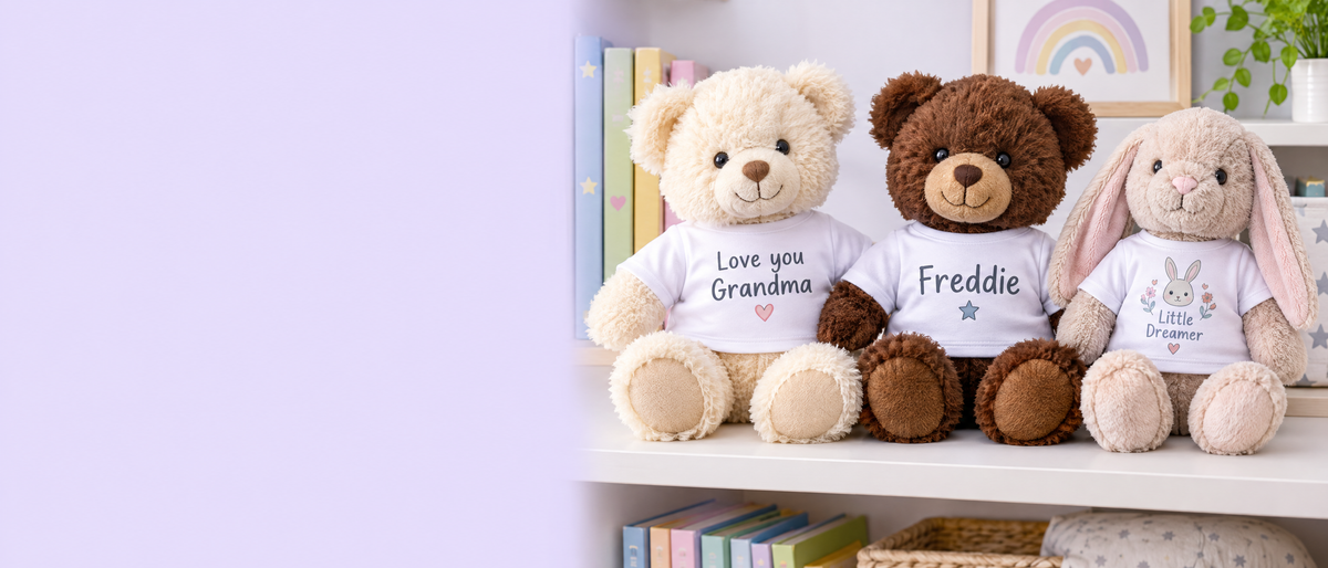 Personalised teddy bears and plush toys collection banner