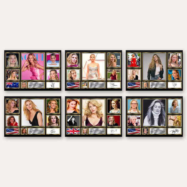 A6 film actress poster card pack: six leading lady cards in a grid