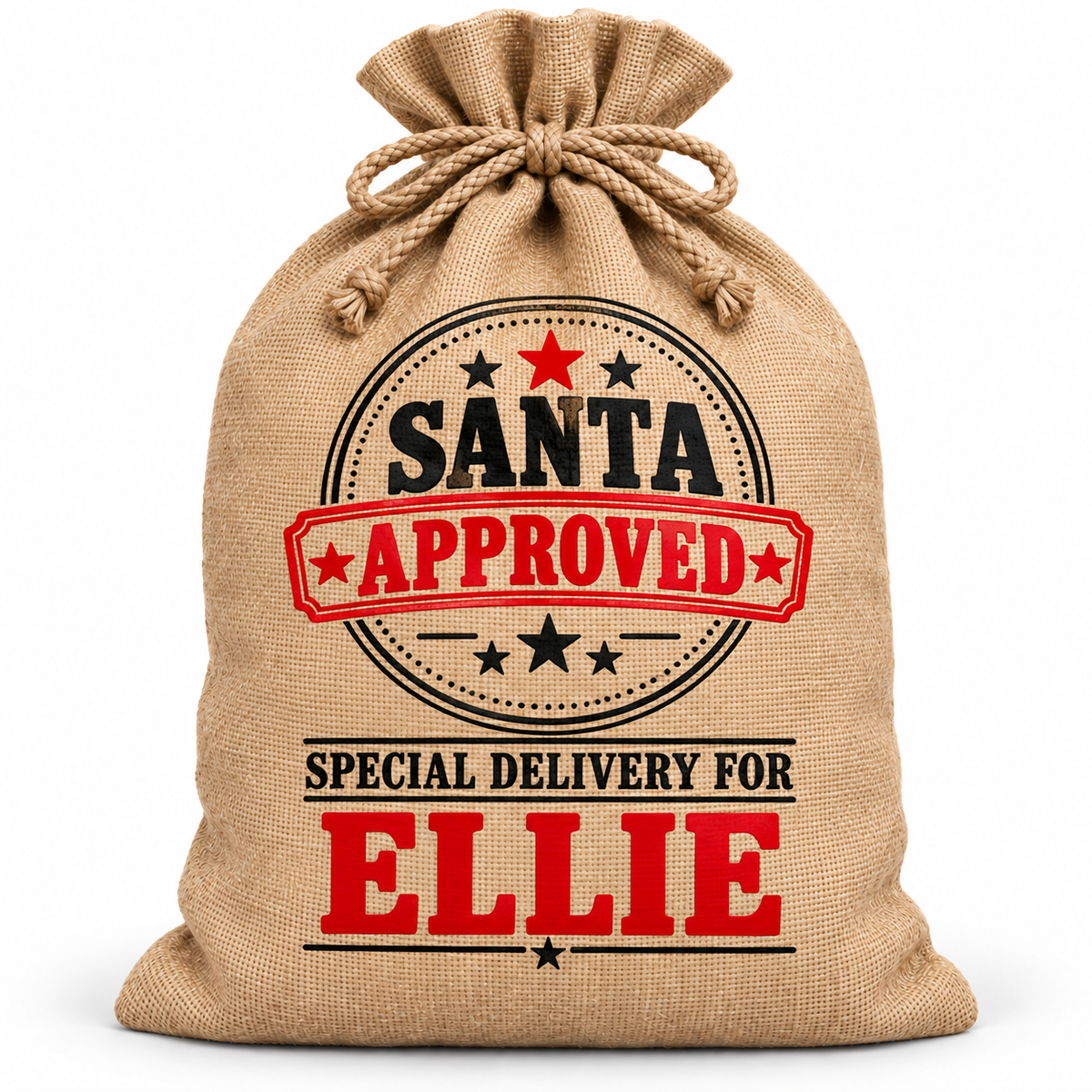 Personalised Santa Approved Santa Sack XL EXTRA LARGE Custom Name white background mockup
