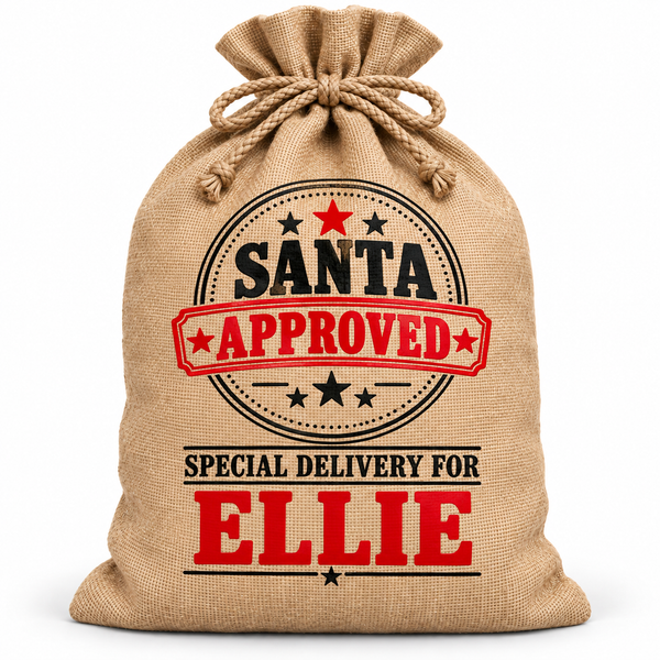 Personalised Santa Approved Small Hessian Santa Sack Custom Name – personalised Santa Approved Santa Sack XL EXTRA LARGE