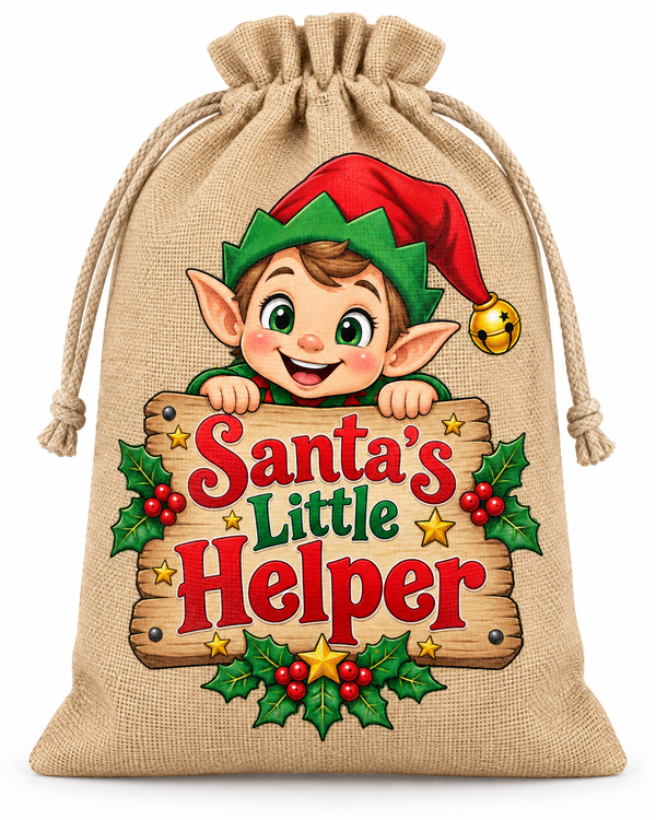 Personalised Santa's Little Helper Santa Sack XL EXTRA LARGE Custom Name white background mockup