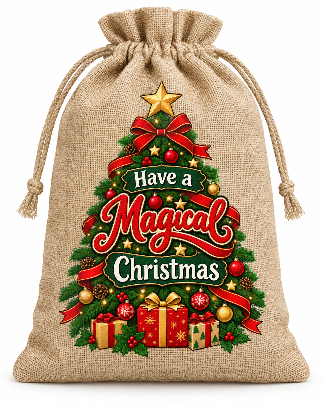 Personalised Have a Magical Christmas Santa Sack XL EXTRA LARGE Custom Name white background mockup