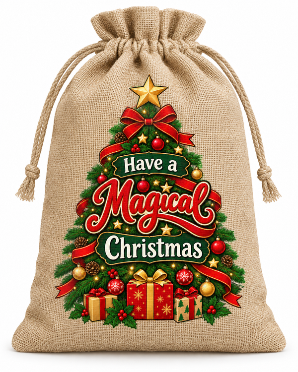 Personalised Have a Magical Christmas Santa Sack XL EXTRA LARGE Custom Name white background mockup