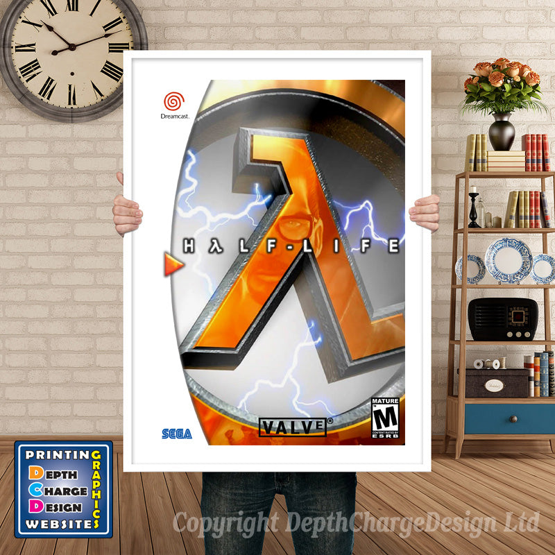 Half Life - Sega Dreamcast Inspired Retro Gaming Poster A4 A3 A2 Or A1 – Half Life Sega Dreamcast inspired retro gaming poster shown in a white frame