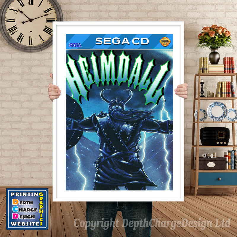 Heimdall Sega Sega Mega CD Inspired Retro Gaming Poster A4 A3 A2 Or A1 – Heimdall Sega Mega CD inspired retro gaming poster shown in a white frame