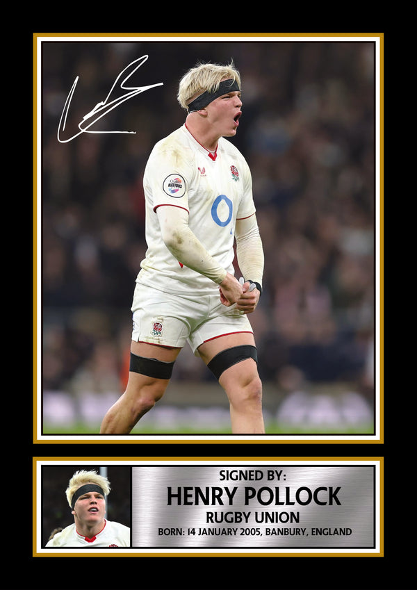 Henry Pollock England Rugby Printed Signature Poster – Style Wall Art Print – England Rugby Union Star Gift – Sports Fan Decor – Reproduction Print