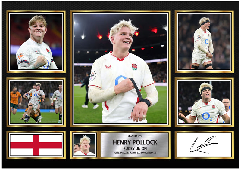 Henry Pollock England Rugby Poster – Printed Autograph Wall Art – Engl