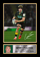 Henry Pollock Northampton Saints Poster – Printed Autograph Rugby Wall Art – England Rugby Rising Star Print – Saints Fan Gift Sports Decor