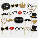 Personalised photo booth props set of 20 with the names Sophie and James and wedding date