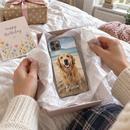 Personalised photo phone case unwrapped as a birthday gift