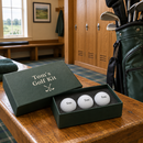 Personalised golf gift set in a golf club locker room