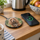 Personalised wireless charging pad on a kitchen worktop