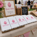 Personalised power banks with a business logo on a craft fair stall