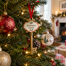 Personalised Santa's magic key hanging on a Christmas tree with fairy lights