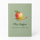 Personalised A5 notebook printed with Miss Hughes and a thank you message