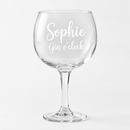 Personalised gin balloon glass with the name Sophie on a white background