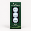 Personalised golf ball box with three printed balls for Steve