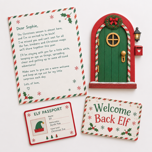 Personalised Christmas elf arrival kit with a letter for Sophie