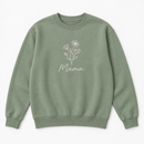 Personalised sweatshirt in sage green printed with the text Mama