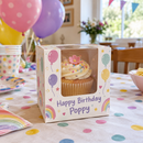 Printed cupcake box with window as a birthday party treat