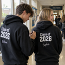 Year 11 pupils on the last day of school in personalised leavers hoodies