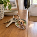 Personalised acrylic photo keyring with the name Max on house keys