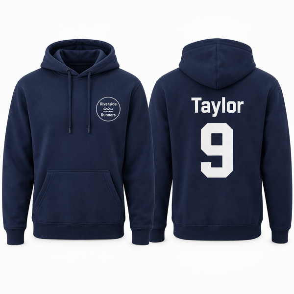 Club and team hoodie with logo, name Taylor and number 9