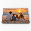 Custom laptop skin printed with a personal family beach photo
