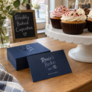 Spot gloss business cards on a bakery counter