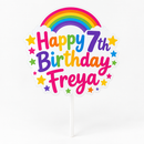 Personalised acrylic cake topper printed Happy 7th Birthday Freya