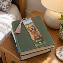 Personalised acrylic photo bookmark on a stack of books