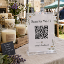 Acrylic QR code sign at a market stall