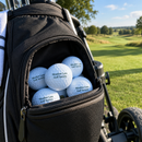 Personalised printed golf balls with a golf society name in a golf bag
