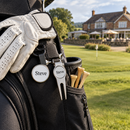 Personalised golf ball marker and divot tool with a golf glove