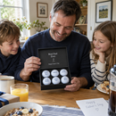 Dad opening personalised printed golf balls on Father's Day