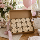 Baby milestone wooden discs as a baby shower gift