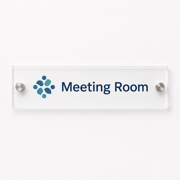 Personalised Acrylic Office & Door Sign – acrylic door sign on a white background, showing an example personalised design