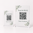 Acrylic QR code sign on a white background, showing an example personalised design