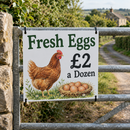 Small foamex sign on a farm gate