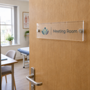 Acrylic door sign on a clinic door