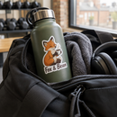 Custom die-cut stickers on a water bottle