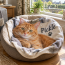 Personalised pet blanket in a pet bed