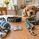 Personalised pet ID tag with new puppy essentials