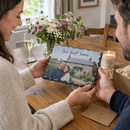 Personalised photo slate plaque with a photo and the message Our first home given as an anniversary gift