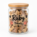 Personalised pet treat jar with the name Ruby