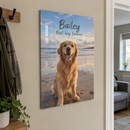 Personalised wooden photo plaque, a large 30x40cm plaque hanging on a hallway wall