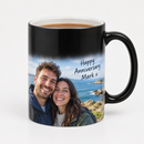 Personalised colour changing photo mug revealing a couple photo and anniversary message