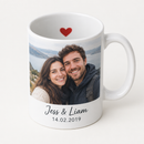 Personalised I love you mug with a couple photo, names and date