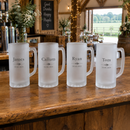 Name glass steins for groomsmen on a wedding bar