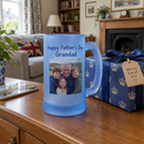Blue frosted stein as a Father's Day gift for Grandad